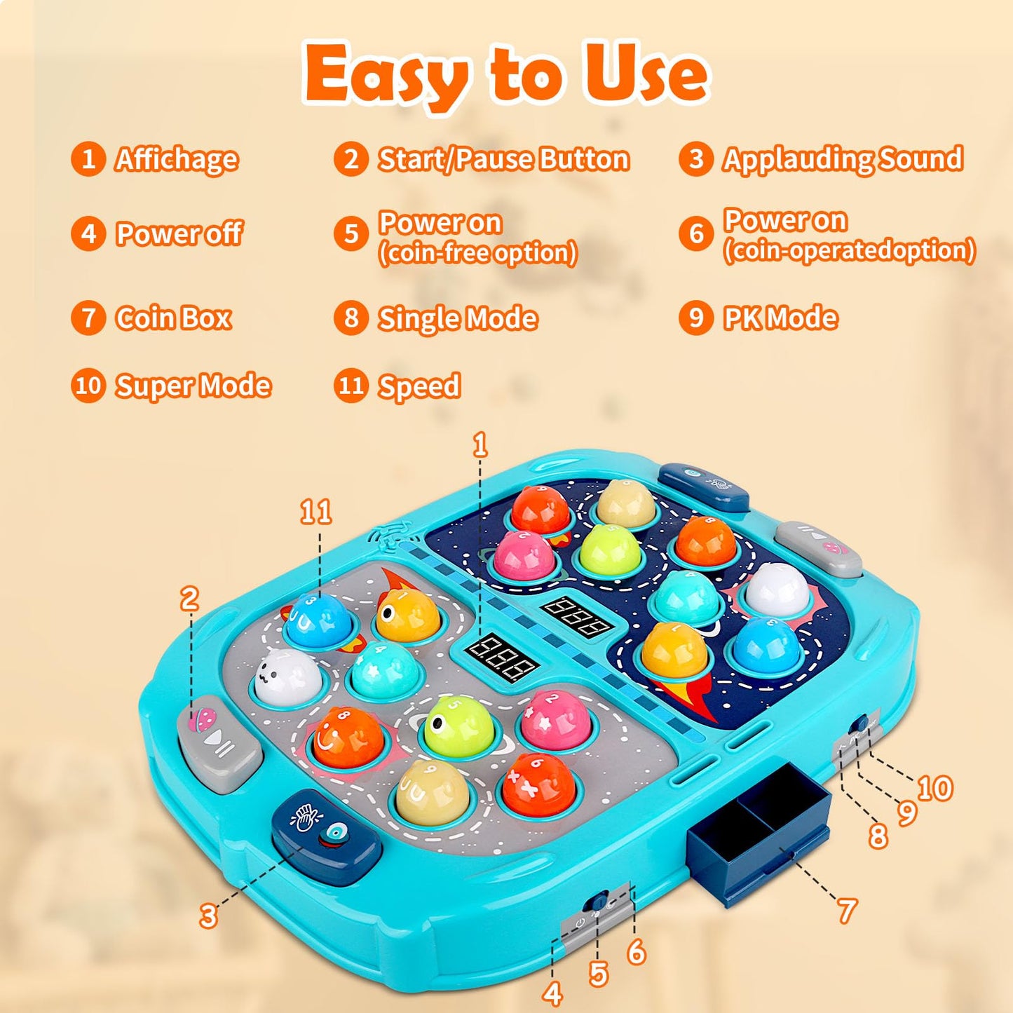 WAYKEE Whack a Game Mole – Interactive Kids Toy for Ages 3–12 | Lights, Sounds & Dual Hammers