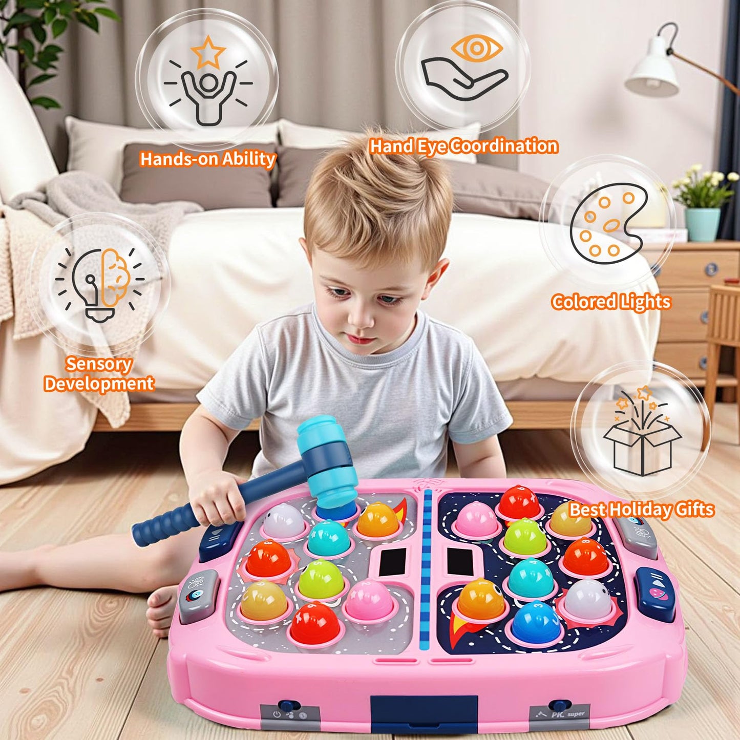 WAYKEE Whack a Game Mole – Interactive Toy for Ages 3-12 with Lights & Sound