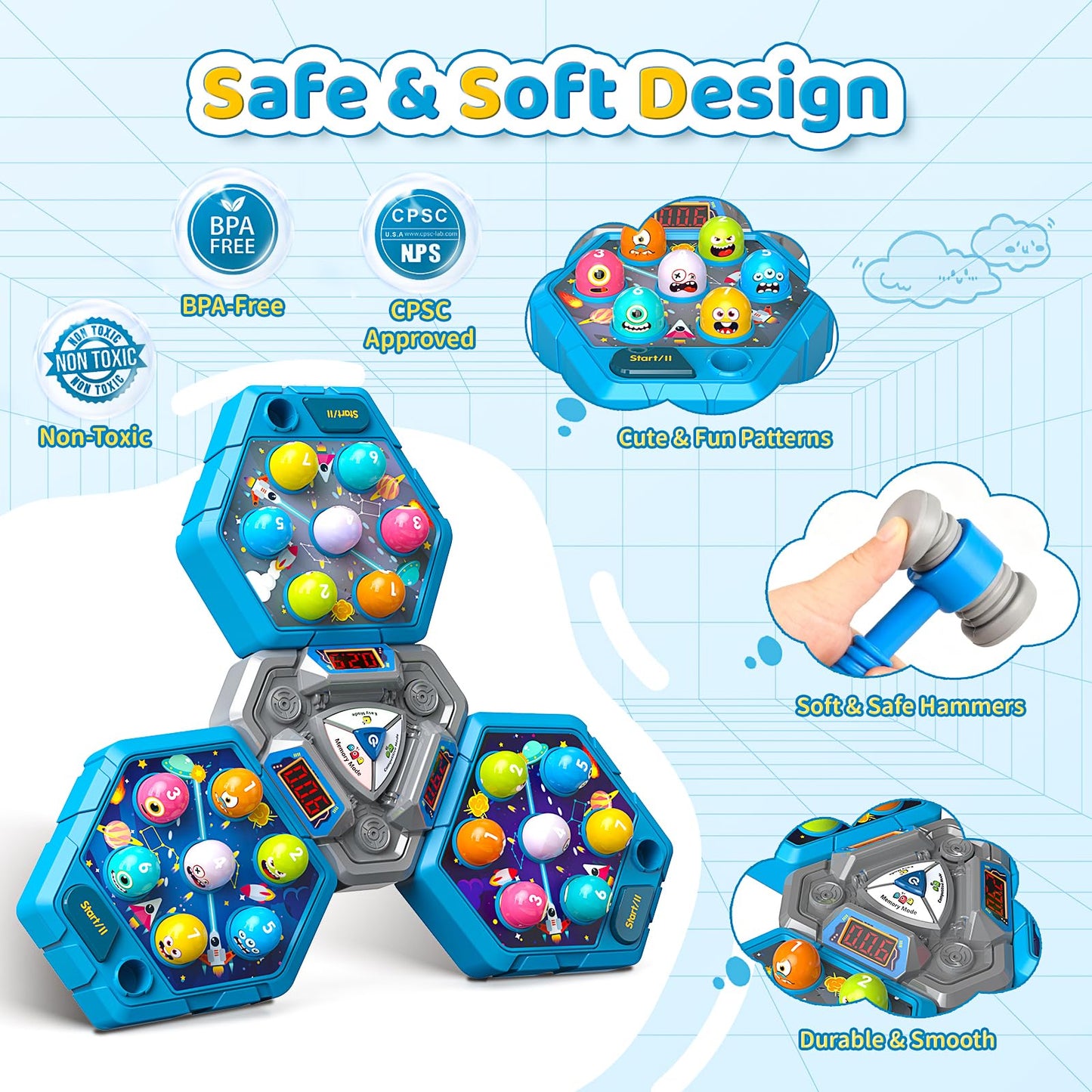 WAYKEE Whack a Game Mole — Interactive Multiplayer Toy for Kids Aged 3-12