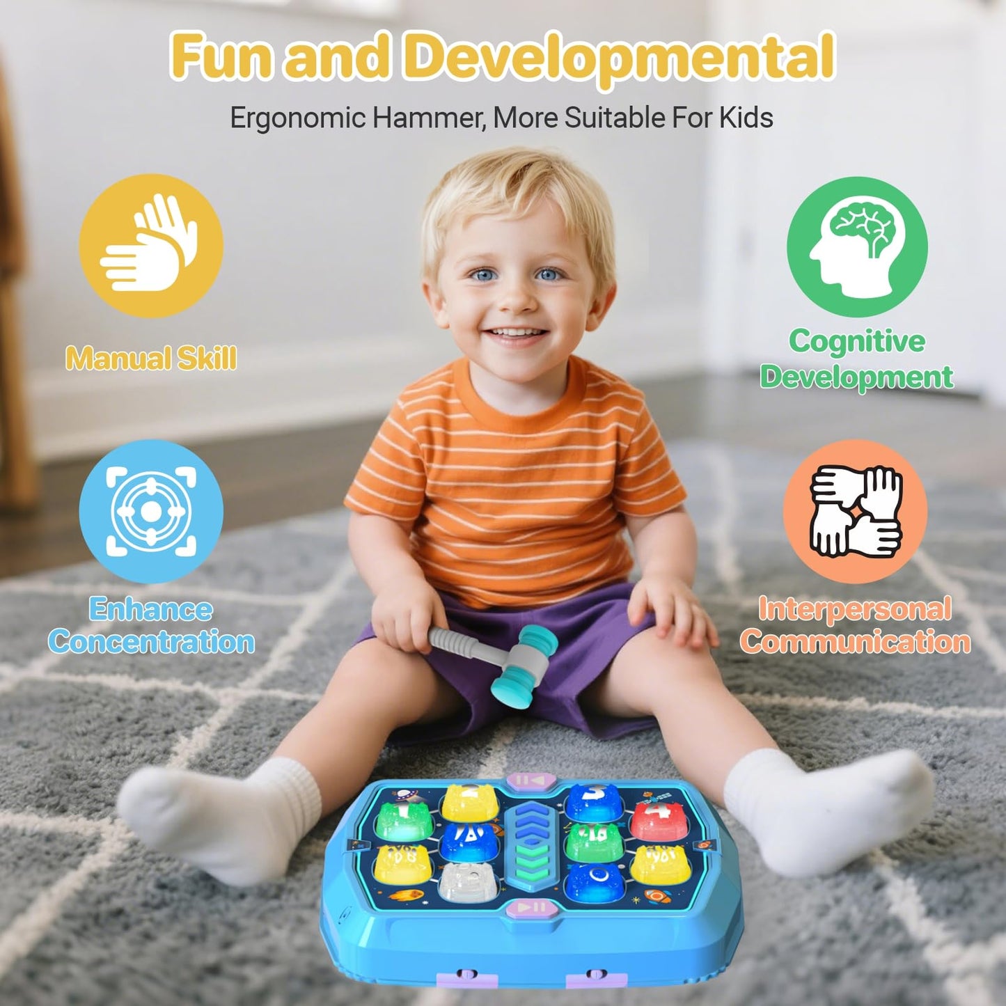 WAYKEE Whack a Game Mole – Interactive 3-Mode Toy for Kids 3–10
