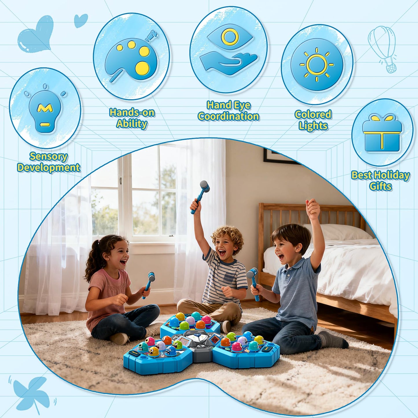 WAYKEE Whack a Game Mole — Interactive Multiplayer Toy for Kids Aged 3-12