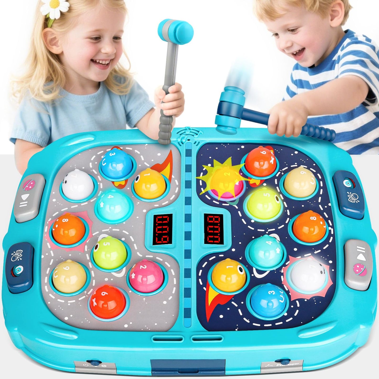 WAYKEE Whack a Game Mole – Interactive Kids Toy for Ages 3–12 | Lights, Sounds & Dual Hammers