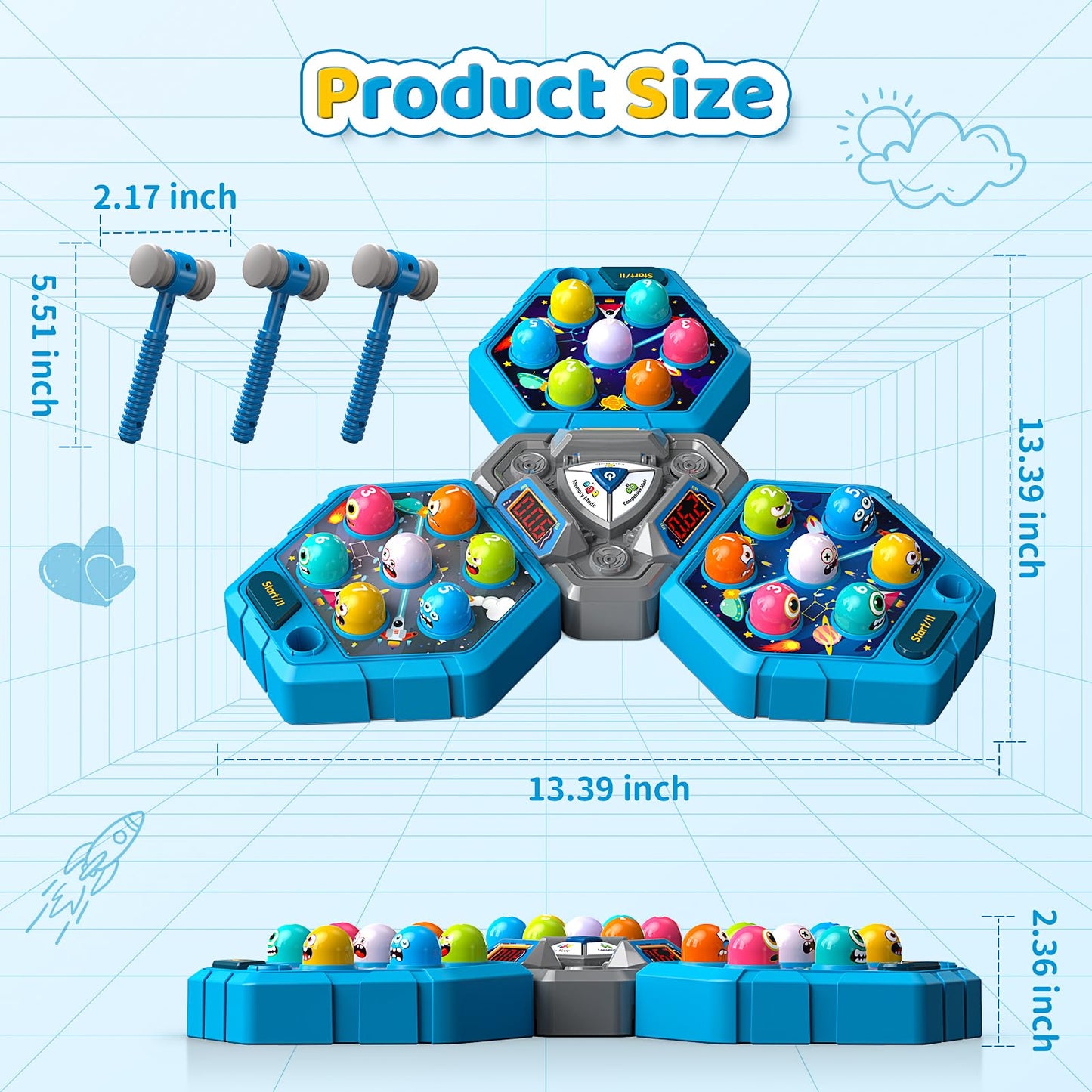 WAYKEE Whack a Game Mole — Interactive Multiplayer Toy for Kids Aged 3-12