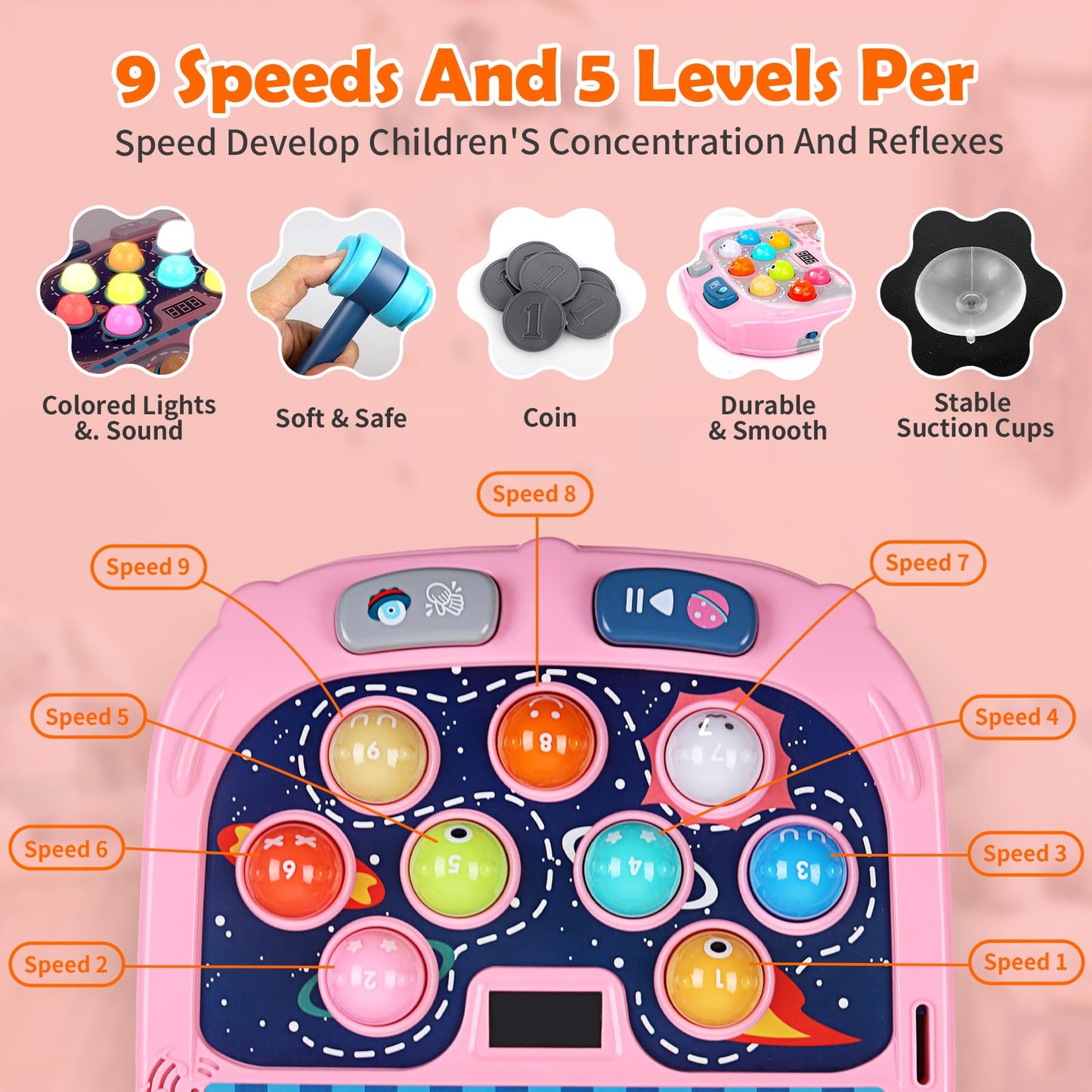 WAYKEE Whack a Game Mole – Interactive Toy for Ages 3-12 with Lights & Sound