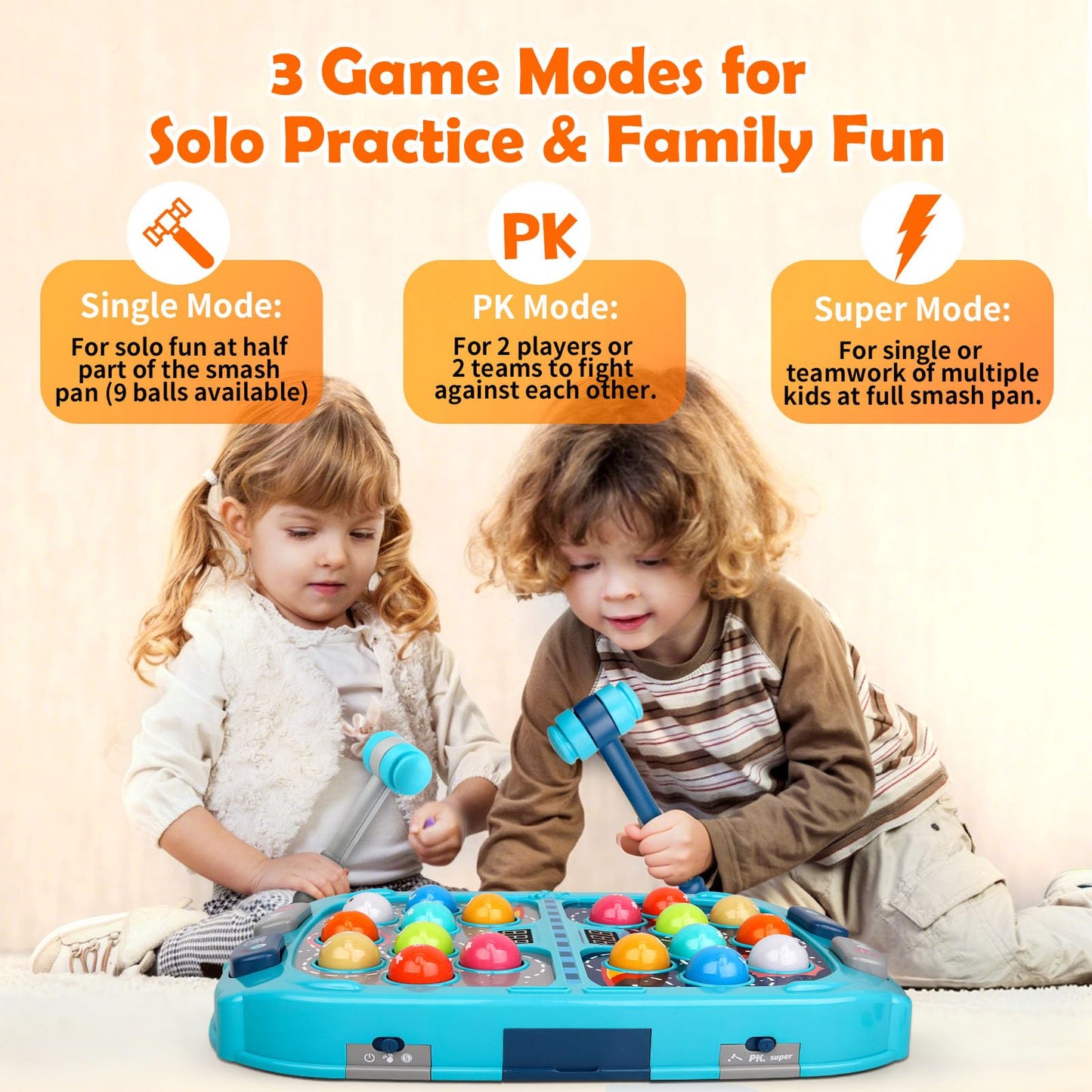 WAYKEE Whack a Game Mole – Interactive Kids Toy for Ages 3–12 | Lights, Sounds & Dual Hammers