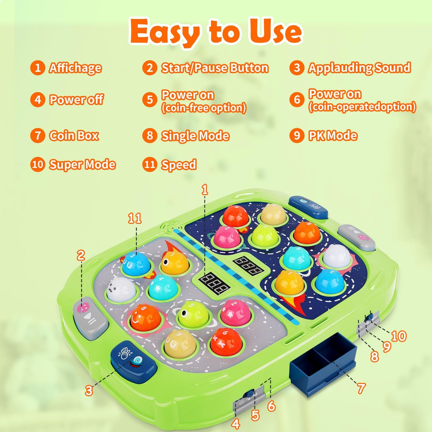 WAYKEE Whack a Mole Game – Fun Educational Toy for Kids 3-12