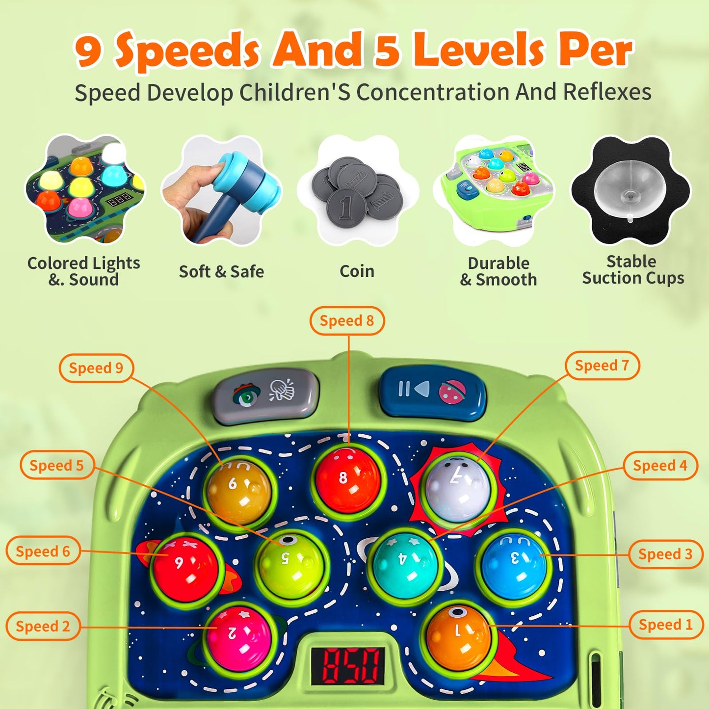 WAYKEE Whack a Mole Game – Fun Educational Toy for Kids 3-12