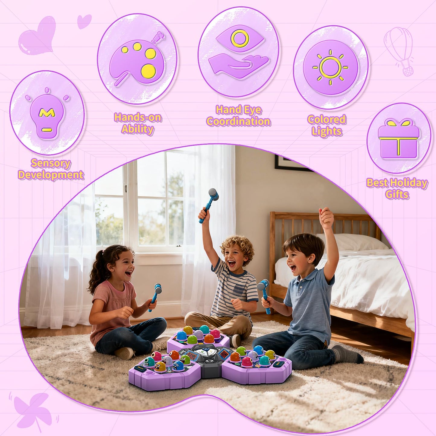 WAYKEE Whack Mole Game – Interactive Multiplayer Toy for 3-12 Year Olds