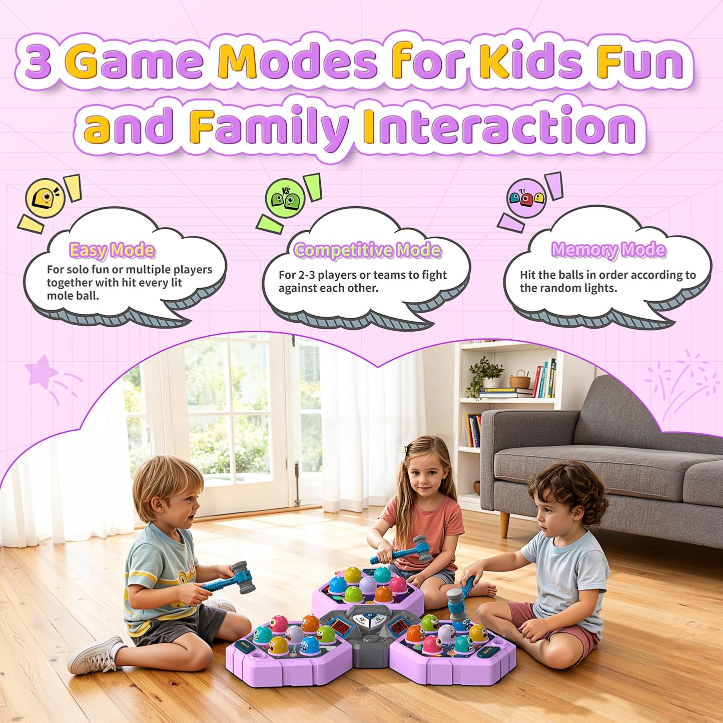 WAYKEE Whack Mole Game – Interactive Multiplayer Toy for 3-12 Year Olds