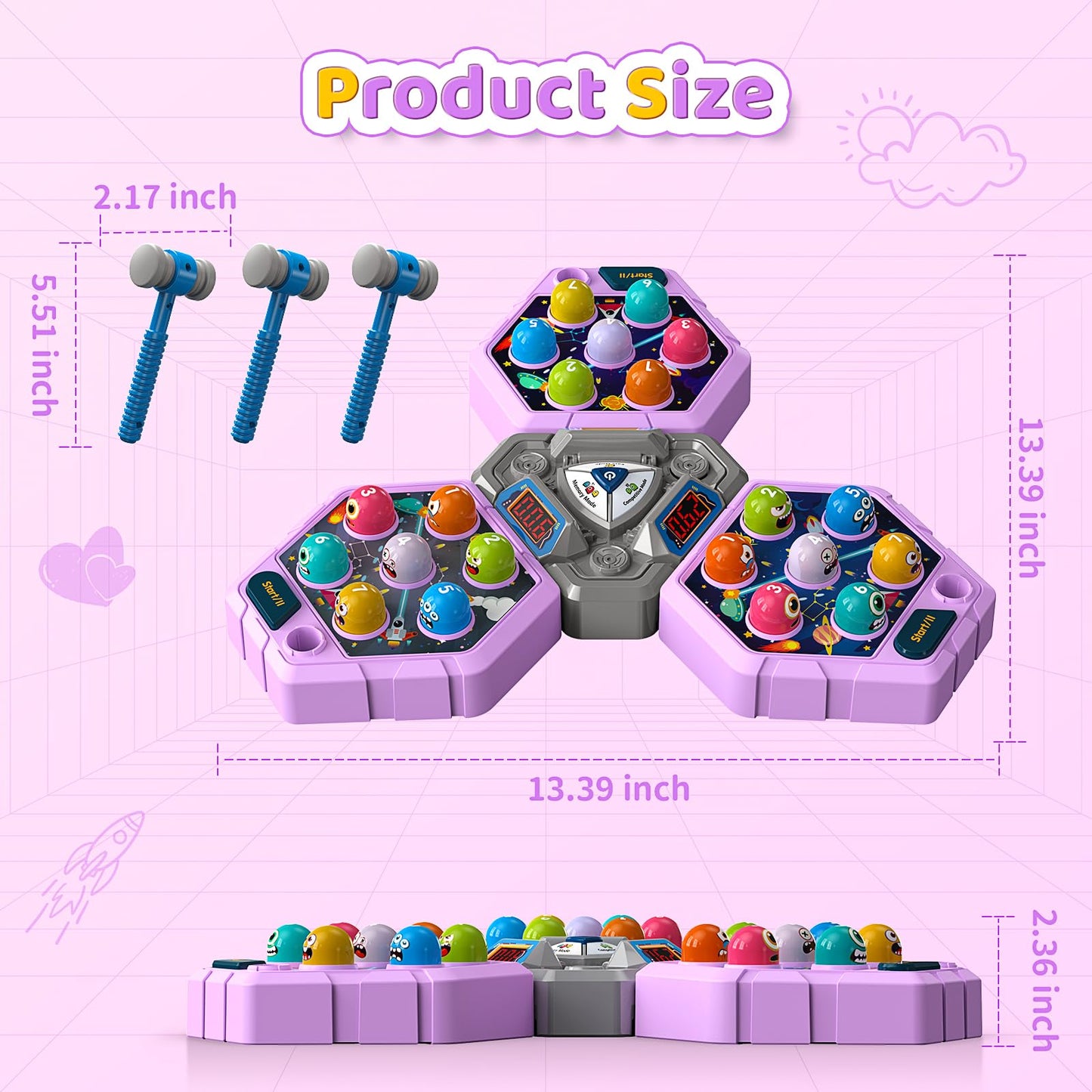WAYKEE Whack Mole Game – Interactive Multiplayer Toy for 3-12 Year Olds