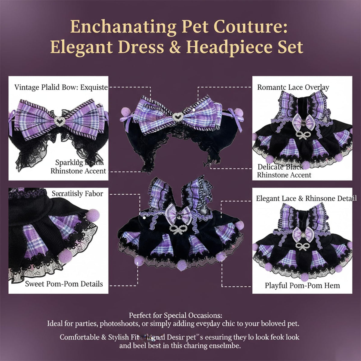 Waynexzavier 2-Piece Plush Outfit for 17cm Dolls — Anime Cosplay Dress + Headband