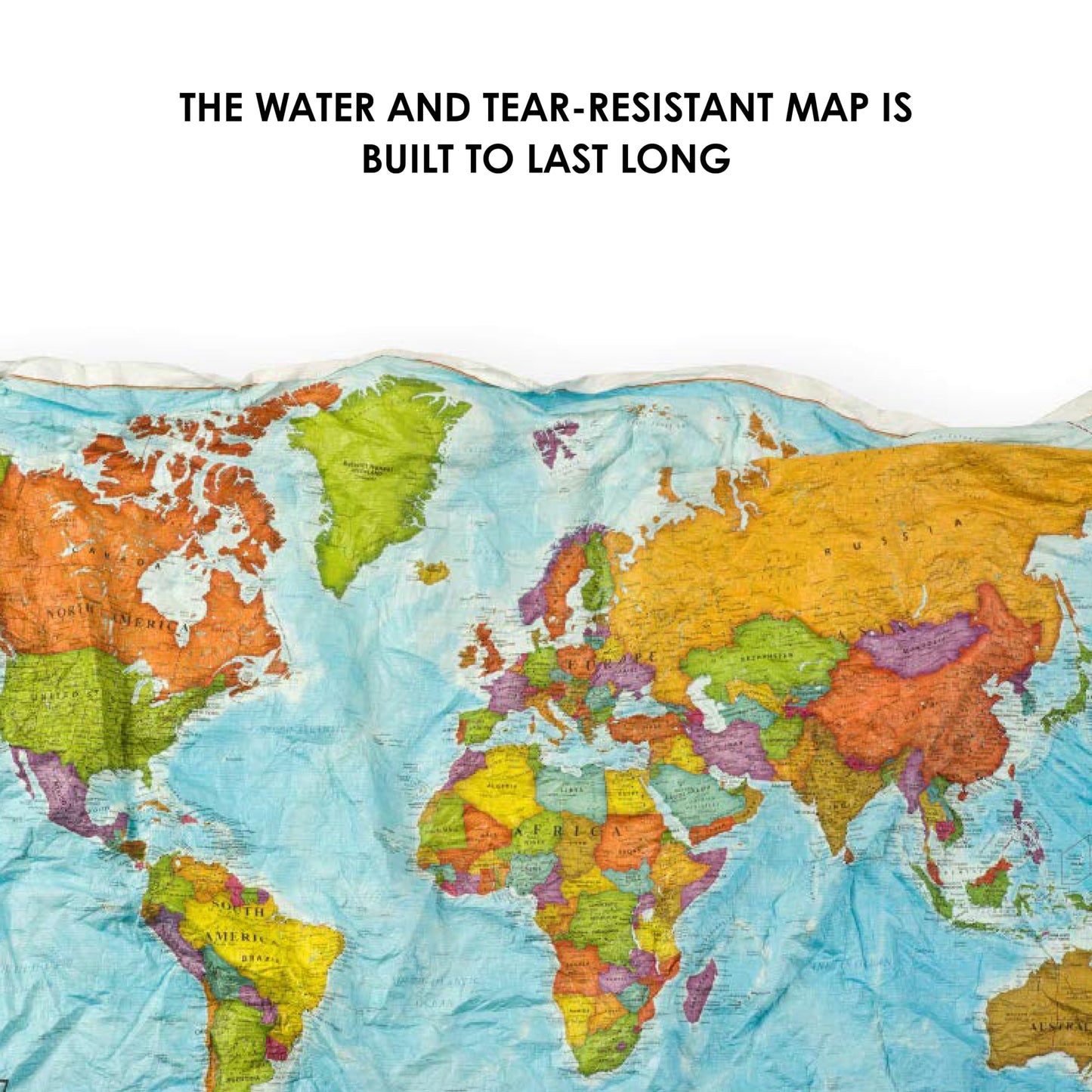 Waypoint Geographic ScrunchMap: Portable World Map, Tear-Resistant & Eco-Conscious Gift (24x36)