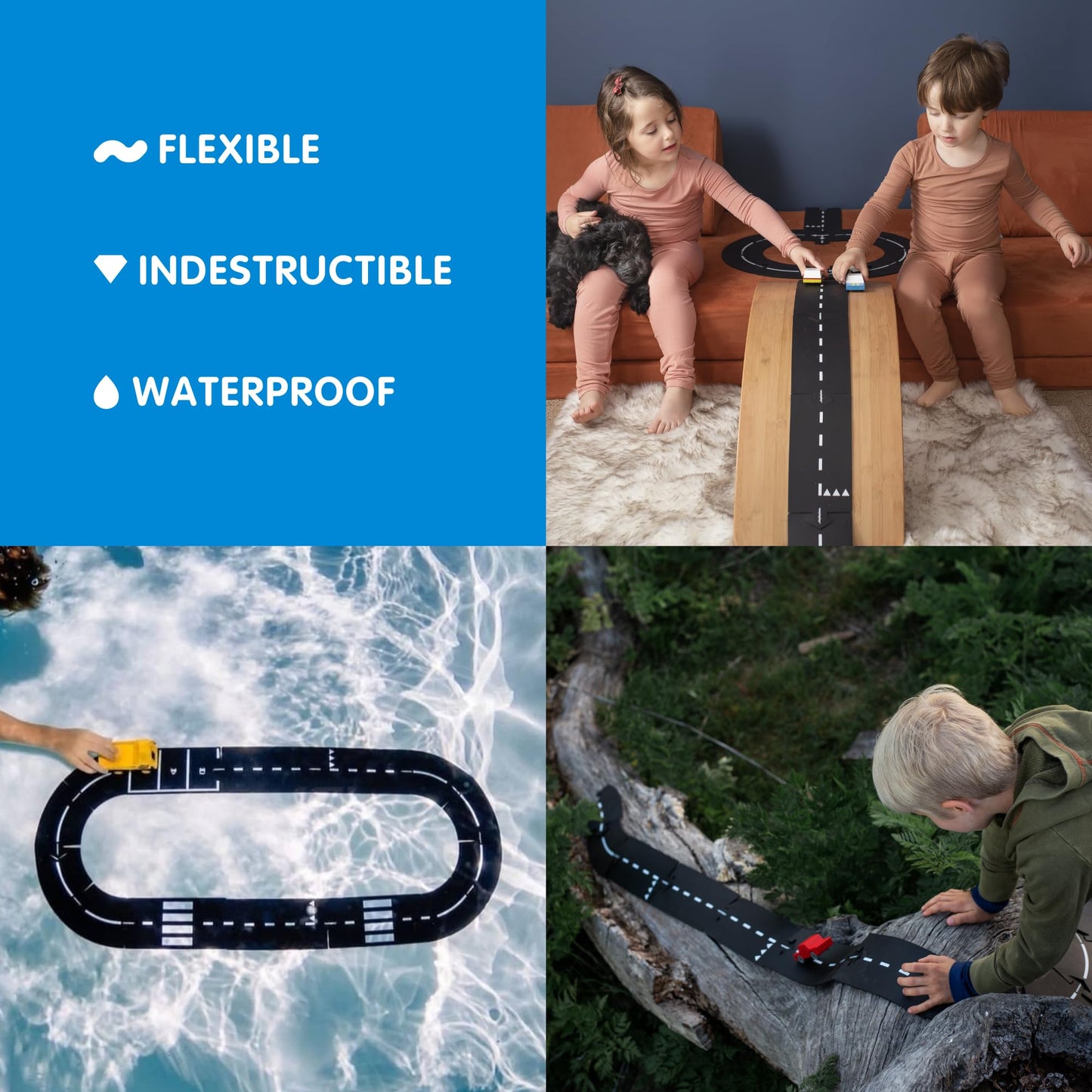 Waytoplay Expressway 16-Piece Circuit – Flexible, Waterproof Toy Tracks (Made in The Netherlands)