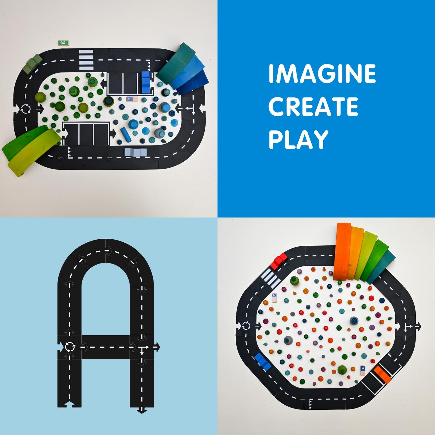 Waytoplay Expressway 16-Piece Circuit – Flexible, Waterproof Toy Tracks (Made in The Netherlands)