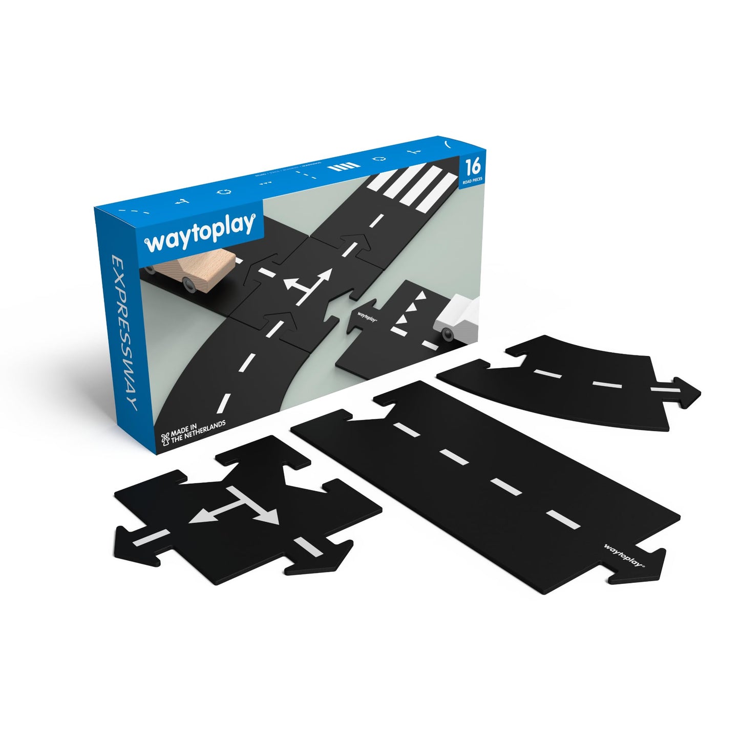 Waytoplay Expressway 16-Piece Circuit – Flexible, Waterproof Toy Tracks (Made in The Netherlands)