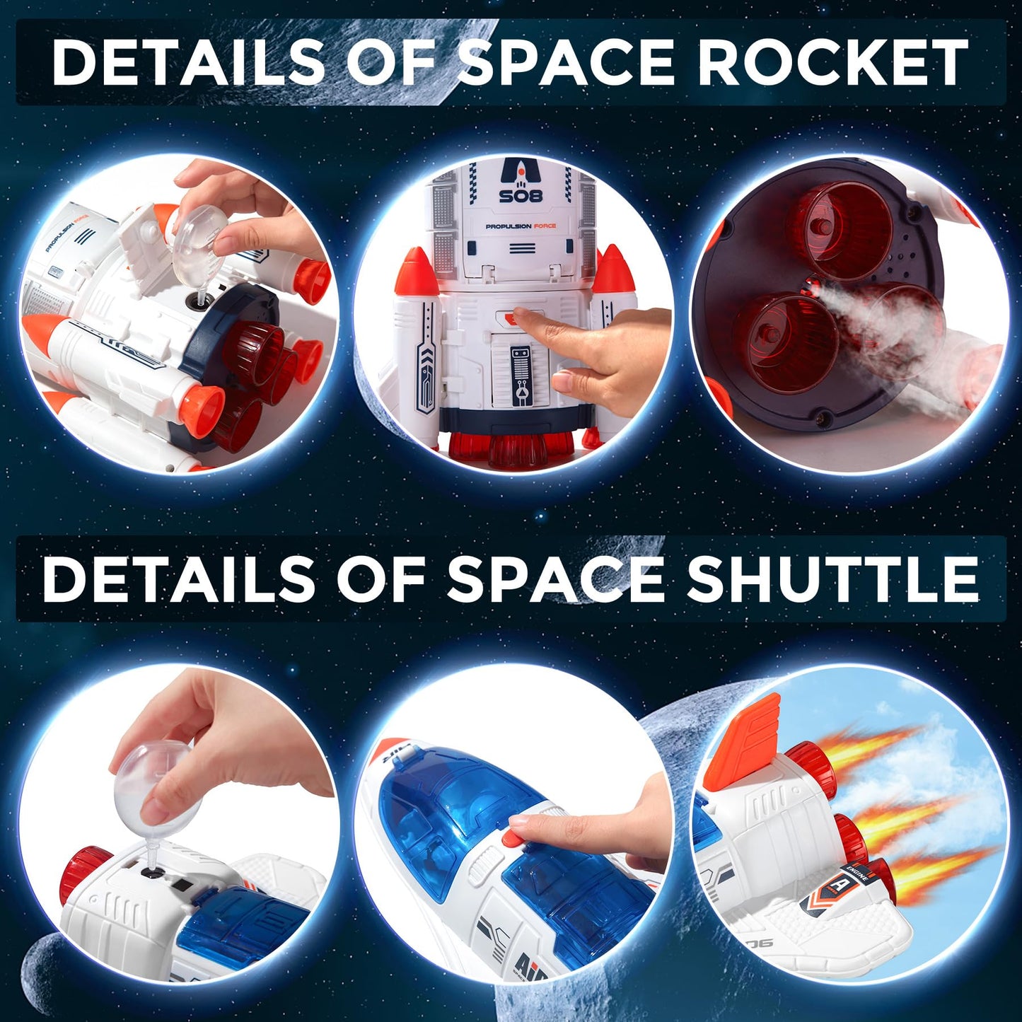 Wbzle Large Space Exploration Astronaut Toy – Rocket & Shuttle with Lights, Sound & Water Spray