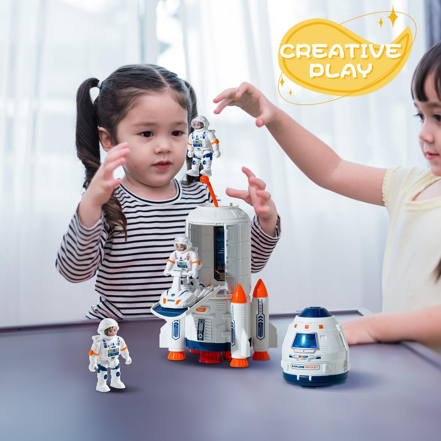 Wbzle Space Rocket Toys — Educational Rocket Ship with Astronauts for Kids 3-5 | STEM Learning & Imaginative Play