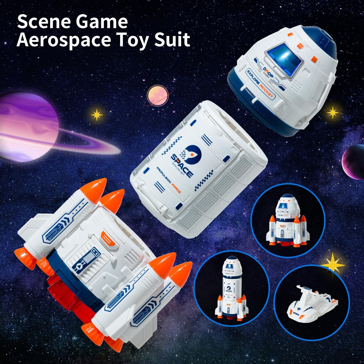 Wbzle Space Rocket Toys — Educational Rocket Ship with Astronauts for Kids 3-5 | STEM Learning & Imaginative Play