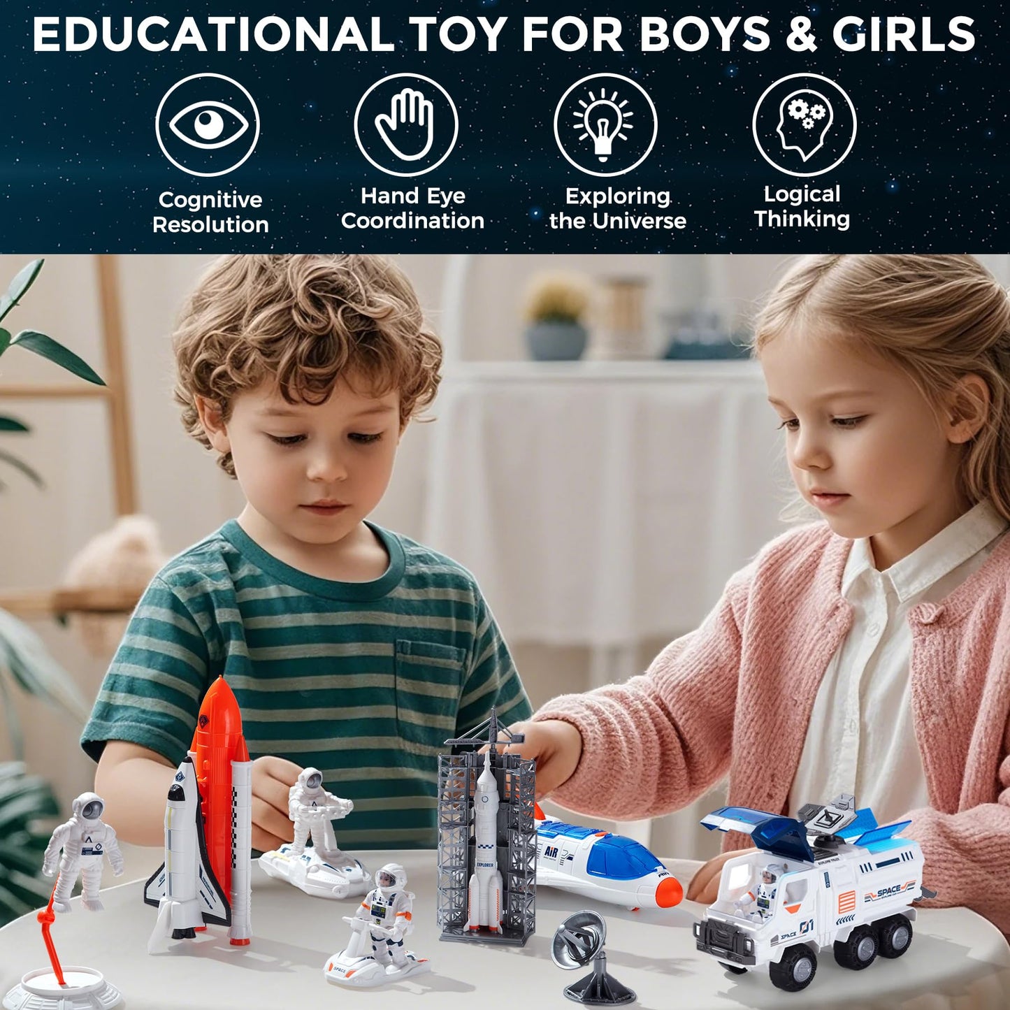 Wbzle Large Space Exploration Astronaut Toy – Rocket & Shuttle with Lights, Sound & Water Spray