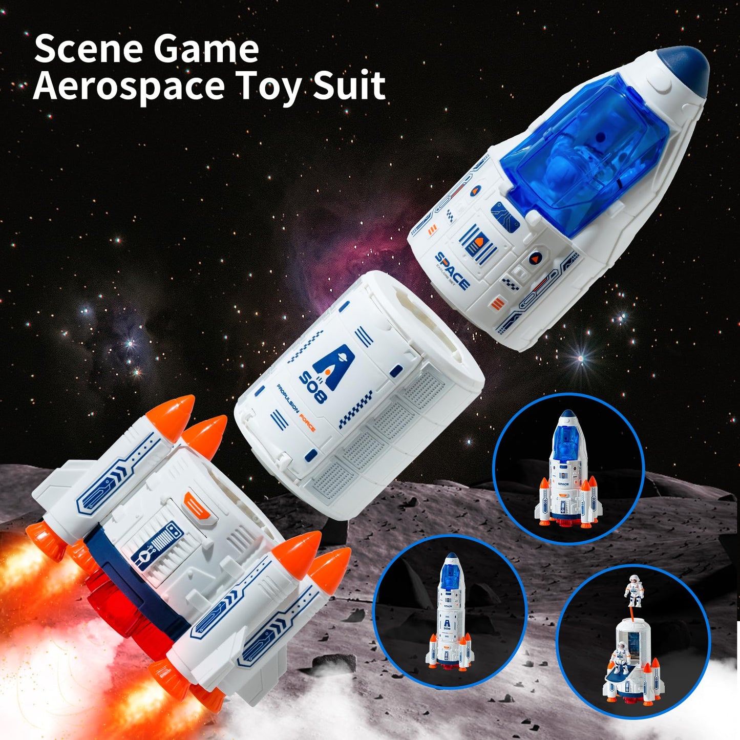 Wbzle Rocket Ship Toy for Kids 3-5 – Lights, Music, and Spray | Educational Space Adventure