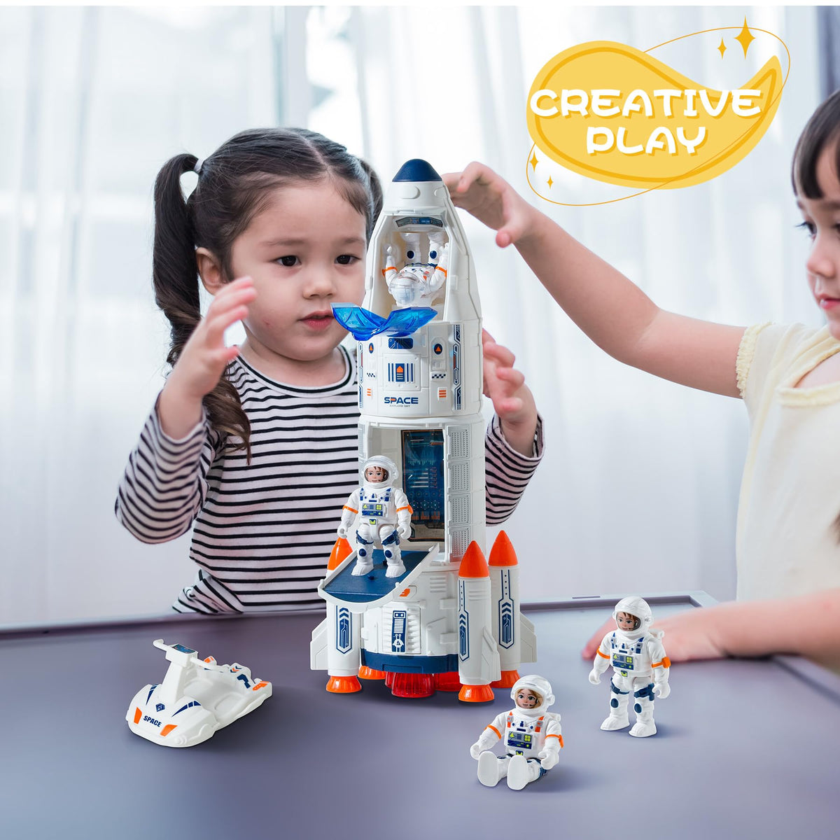 Wbzle Rocket Ship Toy for Kids 3-5 – Lights, Music, and Spray | Educational Space Adventure