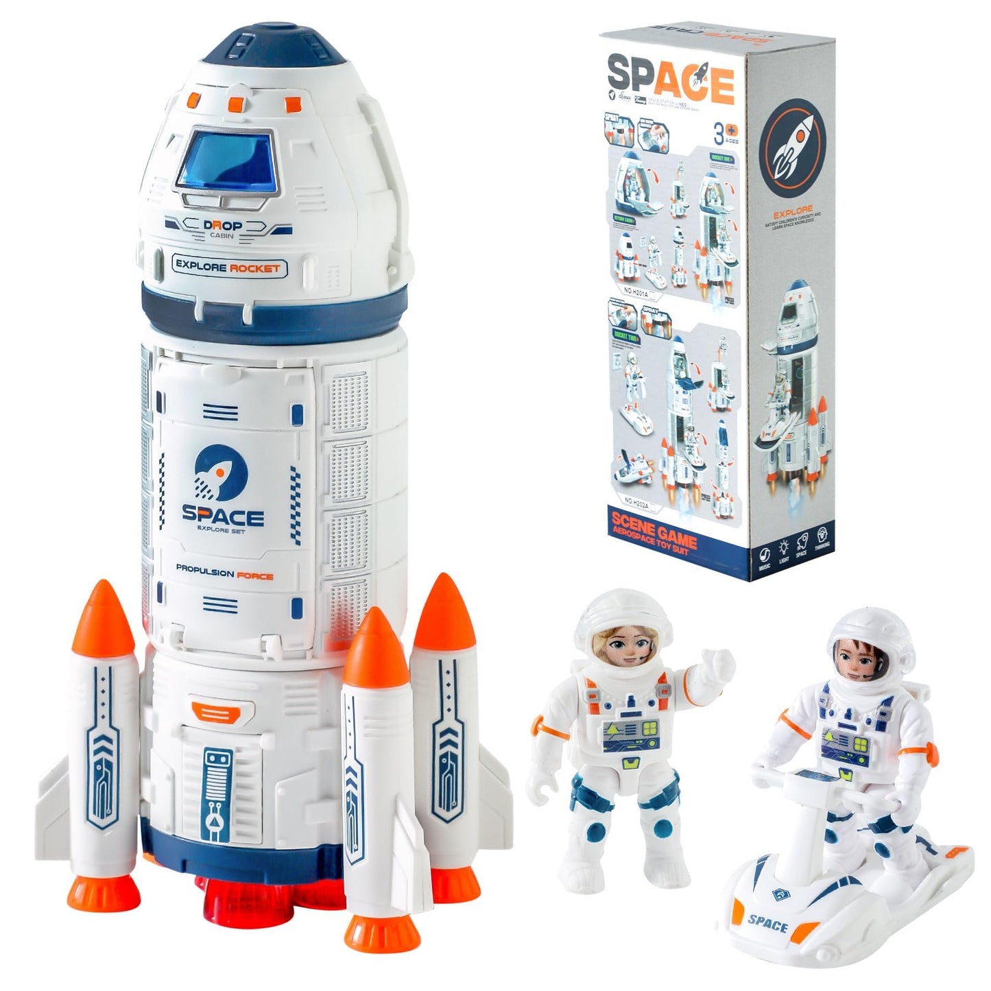 Wbzle Space Rocket Toys — Educational Rocket Ship with Astronauts for Kids 3-5 | STEM Learning & Imaginative Play
