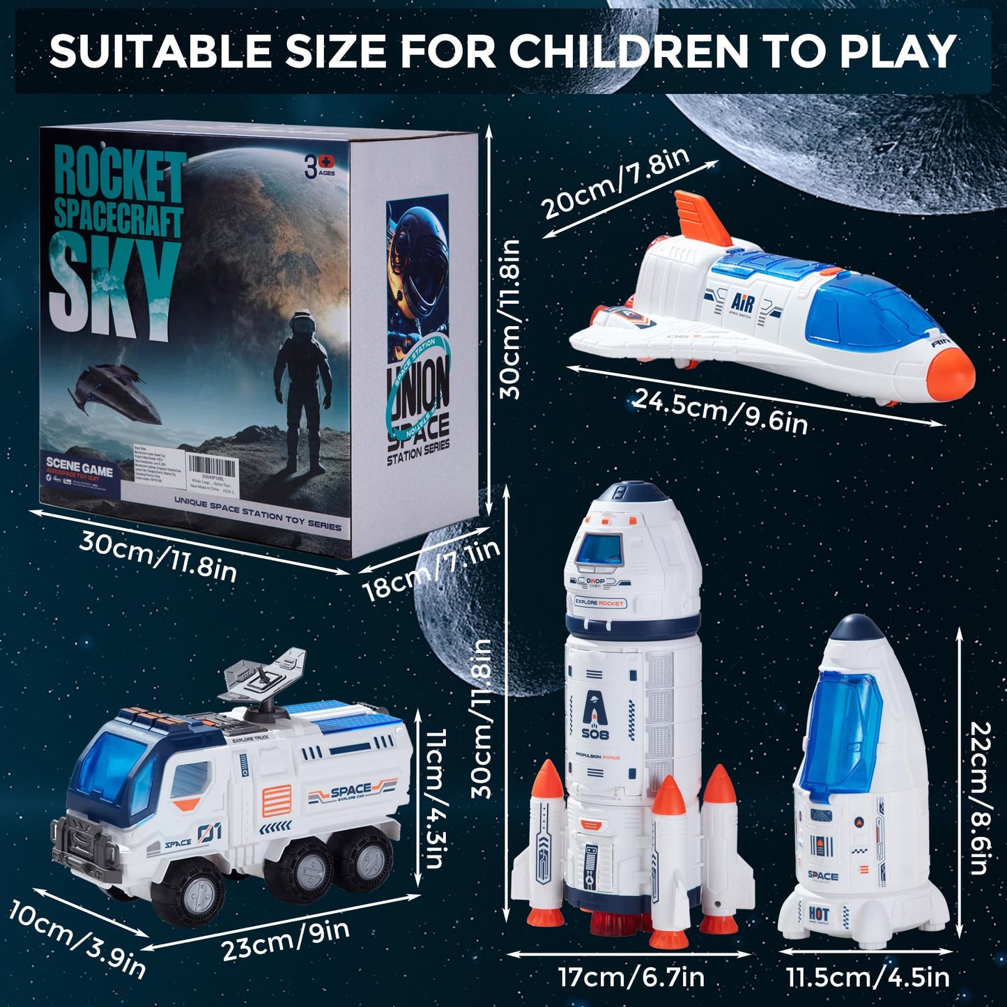 Wbzle Large Space Exploration Astronaut Toy – Rocket & Shuttle with Lights, Sound & Water Spray