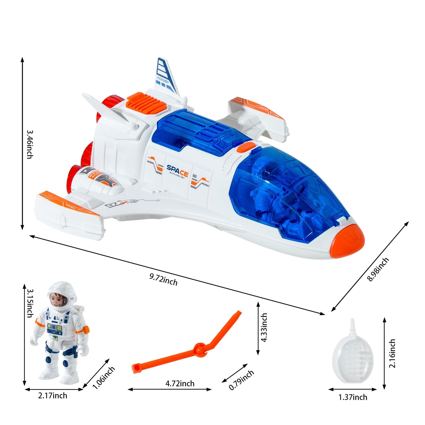 Wbzle Spaceship Shuttle Toy with Lights & Sound — Astronaut Figure for Kids 3-5