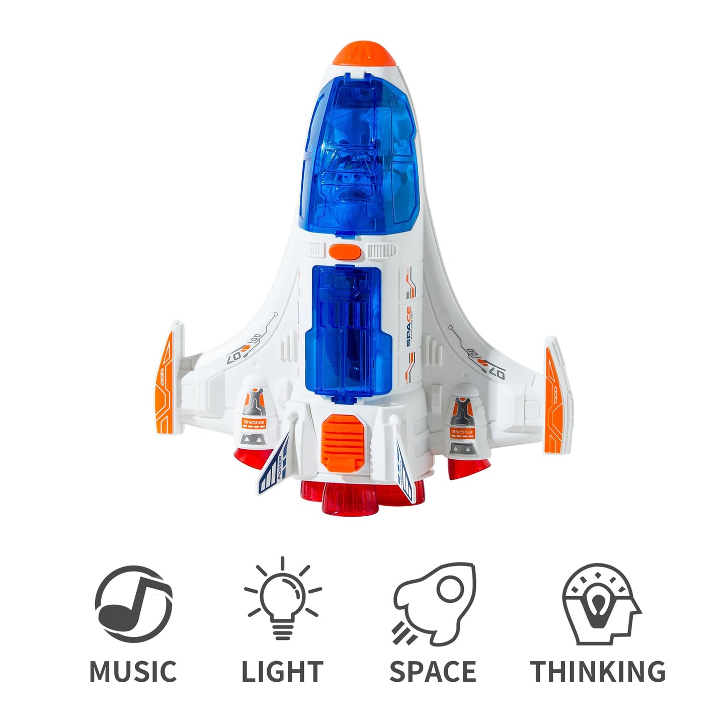 Wbzle Spaceship Shuttle Toy with Lights & Sound — Astronaut Figure for Kids 3-5