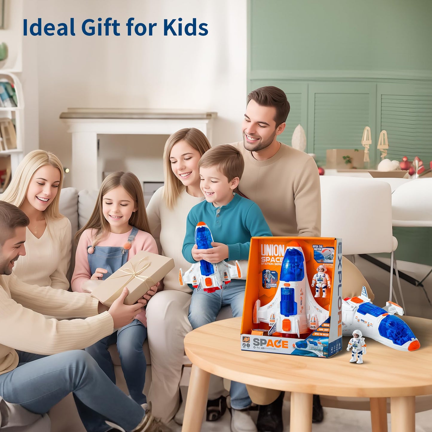 Wbzle Spaceship Shuttle Toy with Lights & Sound — Astronaut Figure for Kids 3-5