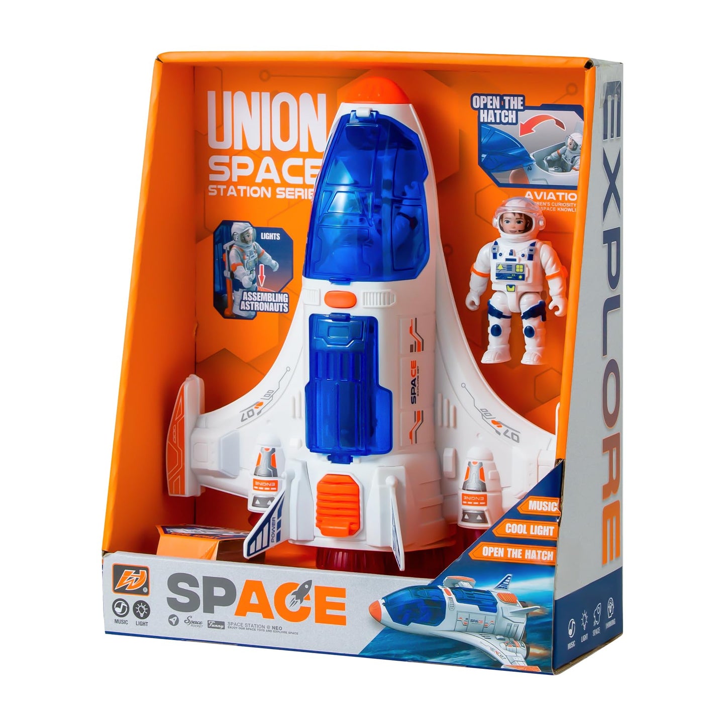 Wbzle Spaceship Shuttle Toy with Lights & Sound — Astronaut Figure for Kids 3-5