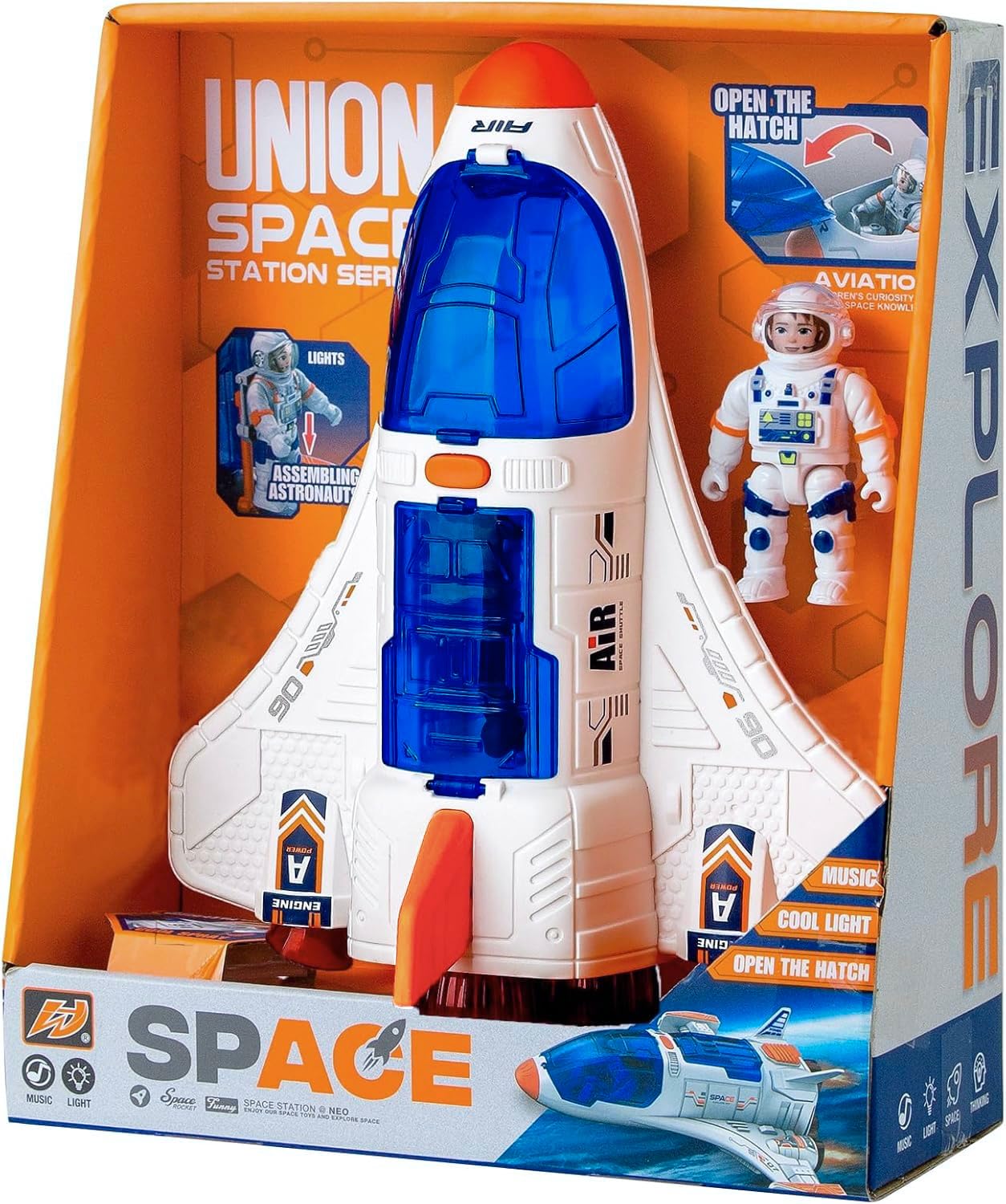 Wbzle Spaceship Shuttle Toy with Astronaut Figure – Lights, Spray & Sound Space Toy for Kids 3-8