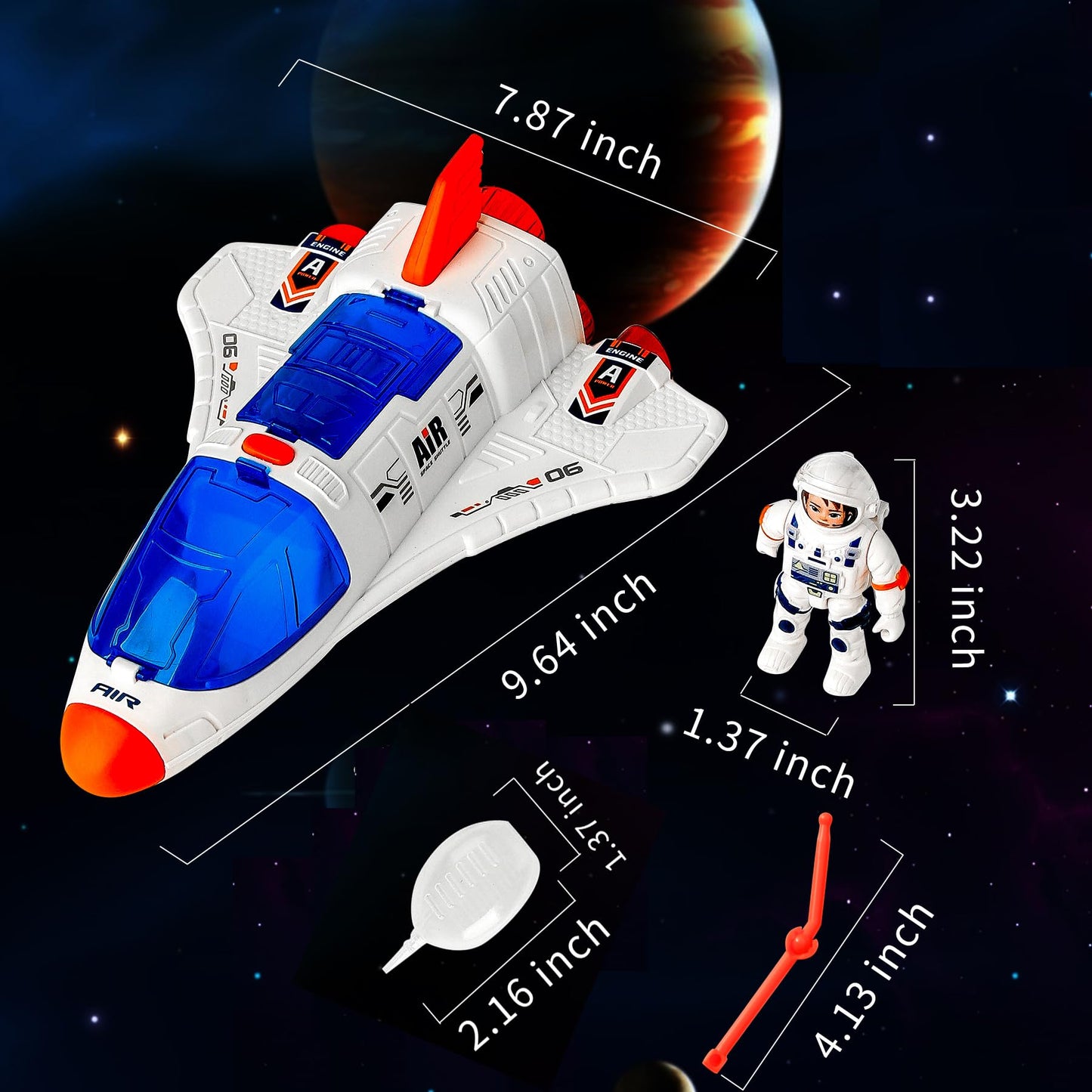 Wbzle Spaceship Shuttle Toy with Astronaut Figure – Lights, Spray & Sound Space Toy for Kids 3-8