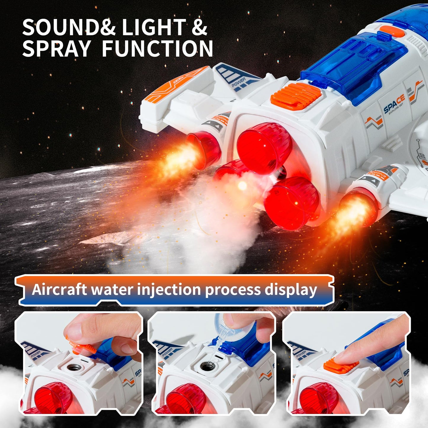 Wbzle Spaceship Shuttle Toy with Lights & Sound — Astronaut Figure for Kids 3-5