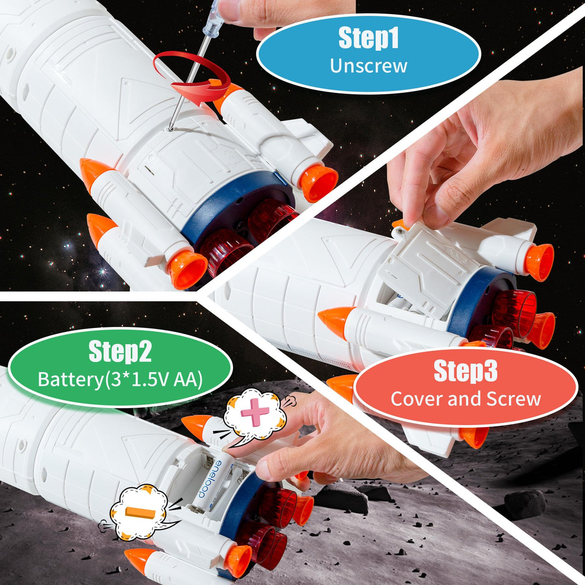 Wbzle Rocket Ship Toy for Kids 3-5 – Lights, Music, and Spray | Educational Space Adventure