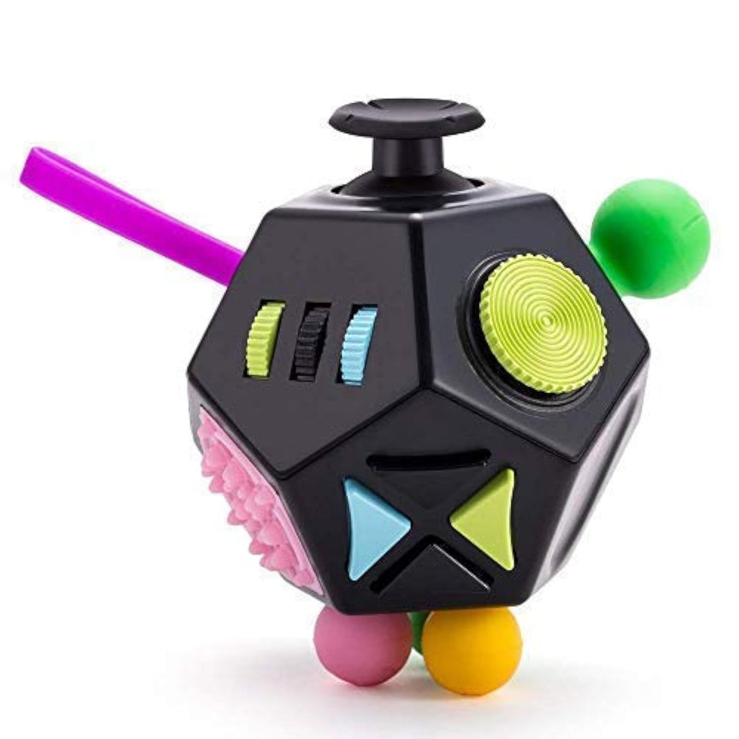 WCZCBOYA 12-Sided Cube Toy – Fidget Cube for Stress Relief, Focus & Sensory Play (Black)
