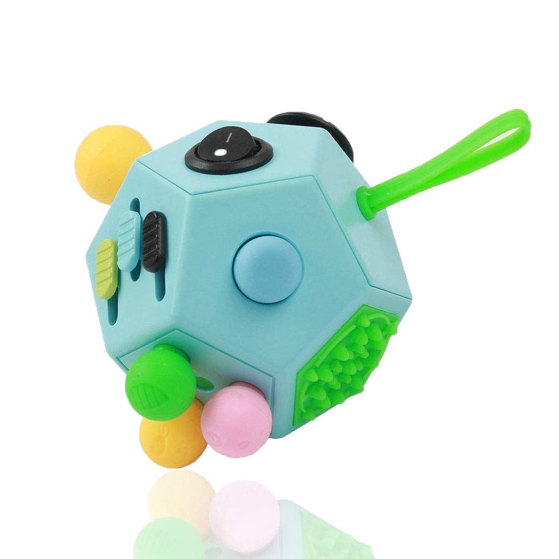 WCZCBOYA 12-Sided Finger Cube – Fidget Toy for Stress Relief (Blue, Normal)