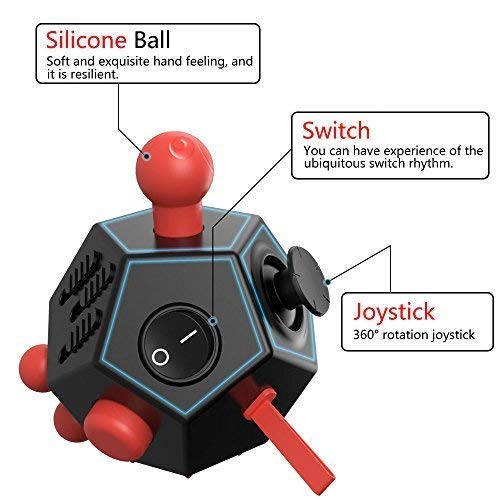 WCZCBOYA 12-Sided Fidget Toy - Stress Relief Dodecagon (Red)