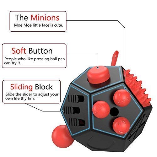 WCZCBOYA 12-Sided Fidget Toy - Stress Relief Dodecagon (Red)