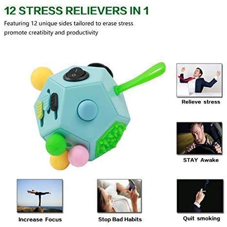 WCZCBOYA 12-Sided Finger Cube – Fidget Toy for Stress Relief (Blue, Normal)