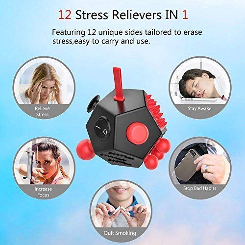 WCZCBOYA 12-Sided Fidget Toy - Stress Relief Dodecagon (Red)