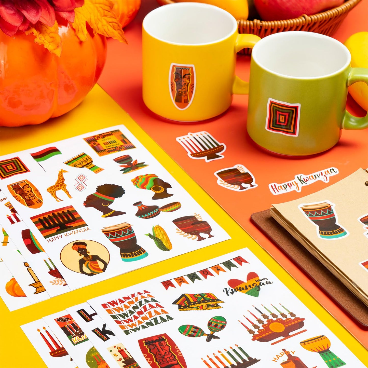 WDAHDHP Kwanzaa Stickers for Kids – 258 Pcs Self-Adhesive Craft Stickers for Party Favors