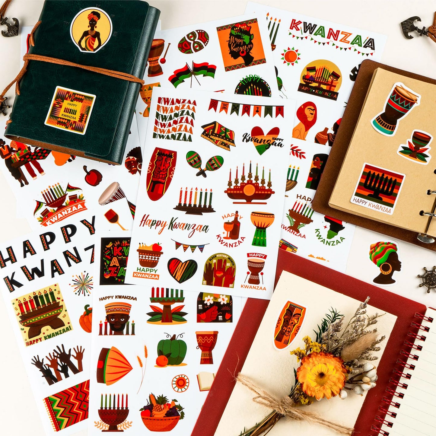 WDAHDHP Kwanzaa Stickers for Kids – 258 Pcs Self-Adhesive Craft Stickers for Party Favors