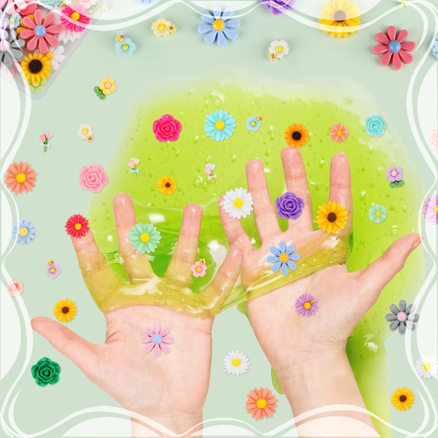 WDARTG 120 Pcs Mini Resin Flowers – Flatback Charms for Scrapbooking & DIY Crafts