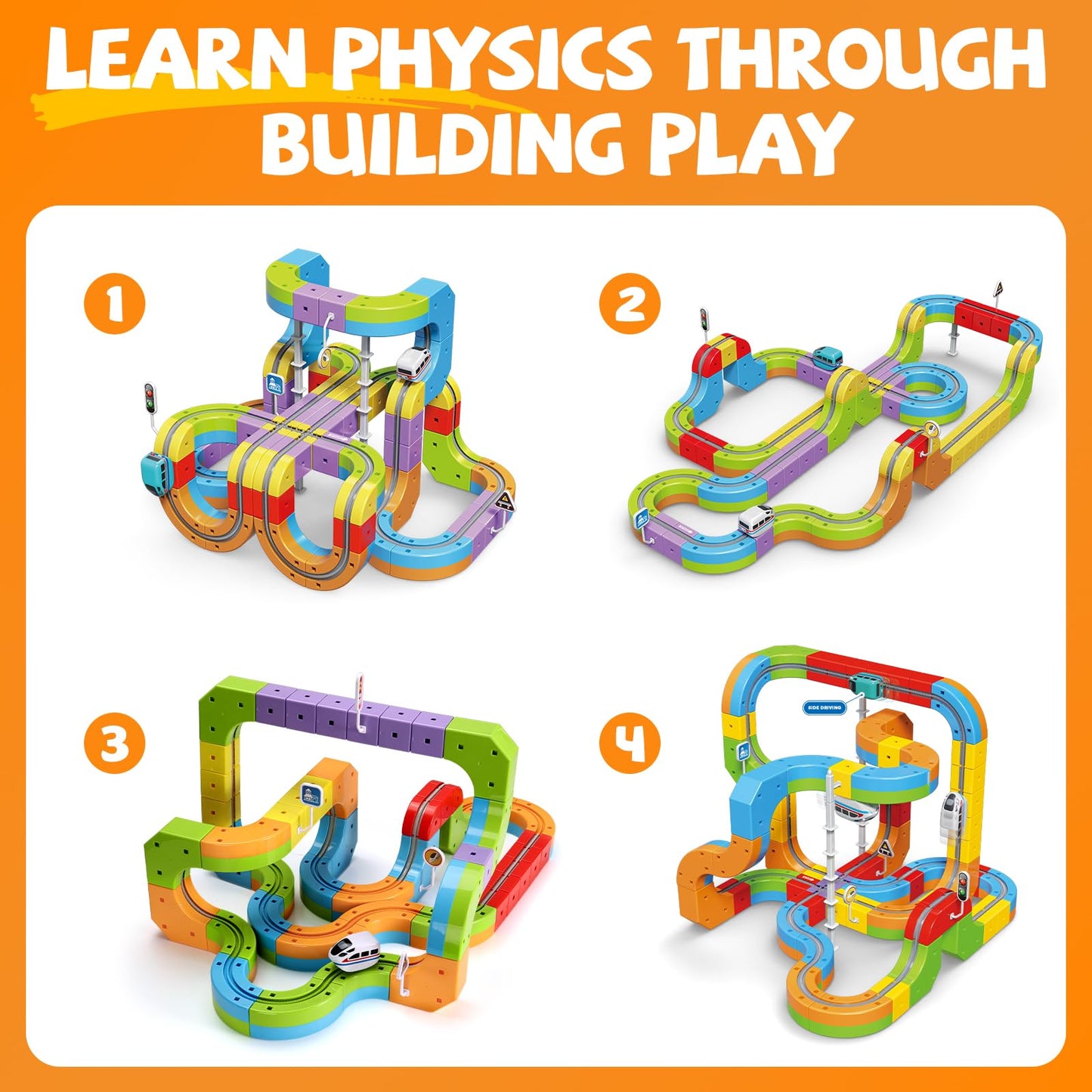 Wdebay Klick Rail 3D Flexible Race Track – STEM Train Set for Kids 3–8