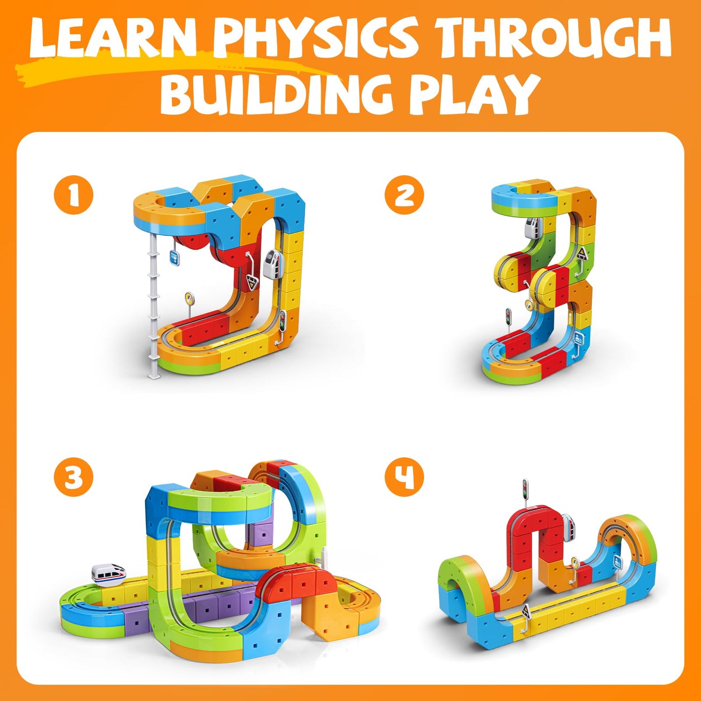 Wdebay Klick Rail Electric Train Set – 3D Modular Track for Kids 3–8, 48 Pcs, Anti-Gravity