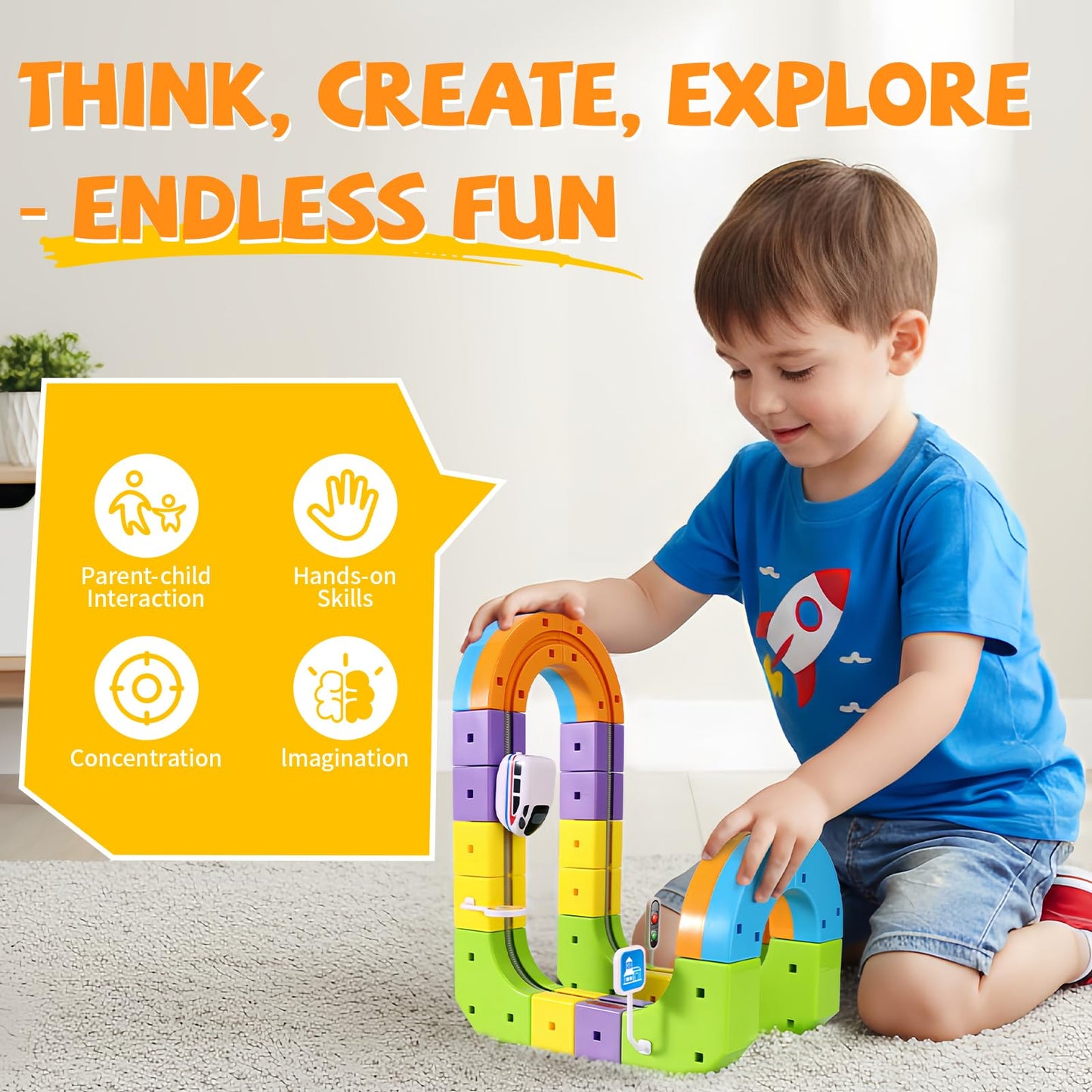Wdebay Klick Rail Electric Train Set – 3D Flexible Race Track for Kids 3–8