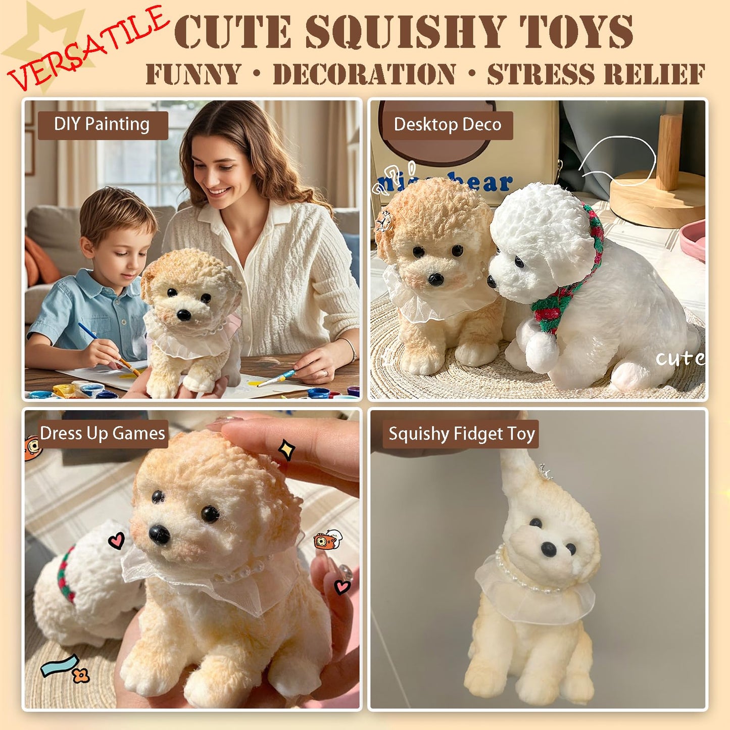WDFXLWT Big Taba Squishy Dog – Handmade Soft Teddy Toy for Relaxation and Fun