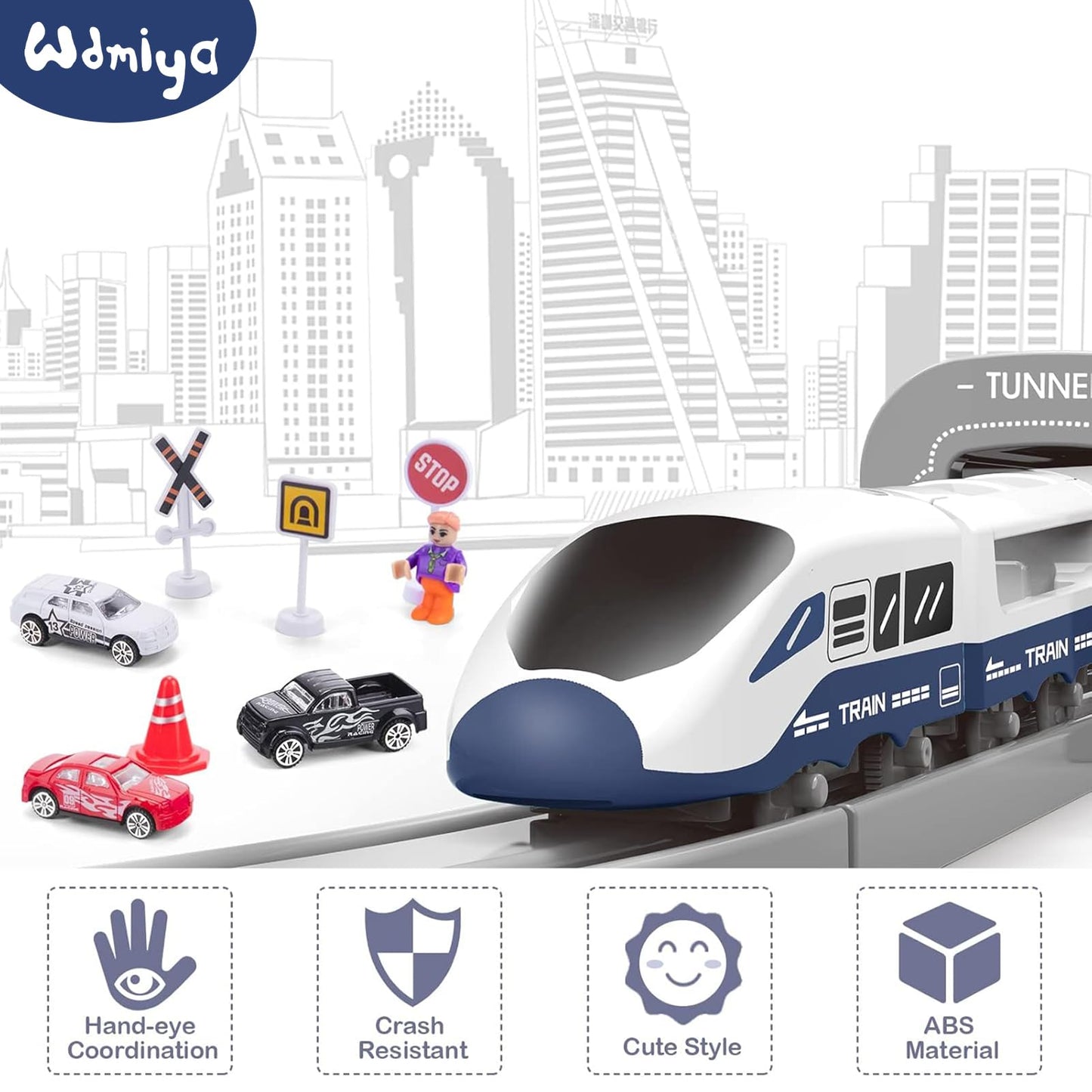 Wdmiya Deluxe Train Set — 104 Pcs, Magnetic Tracks, Compatible with Thomas, Brio & Chuggington