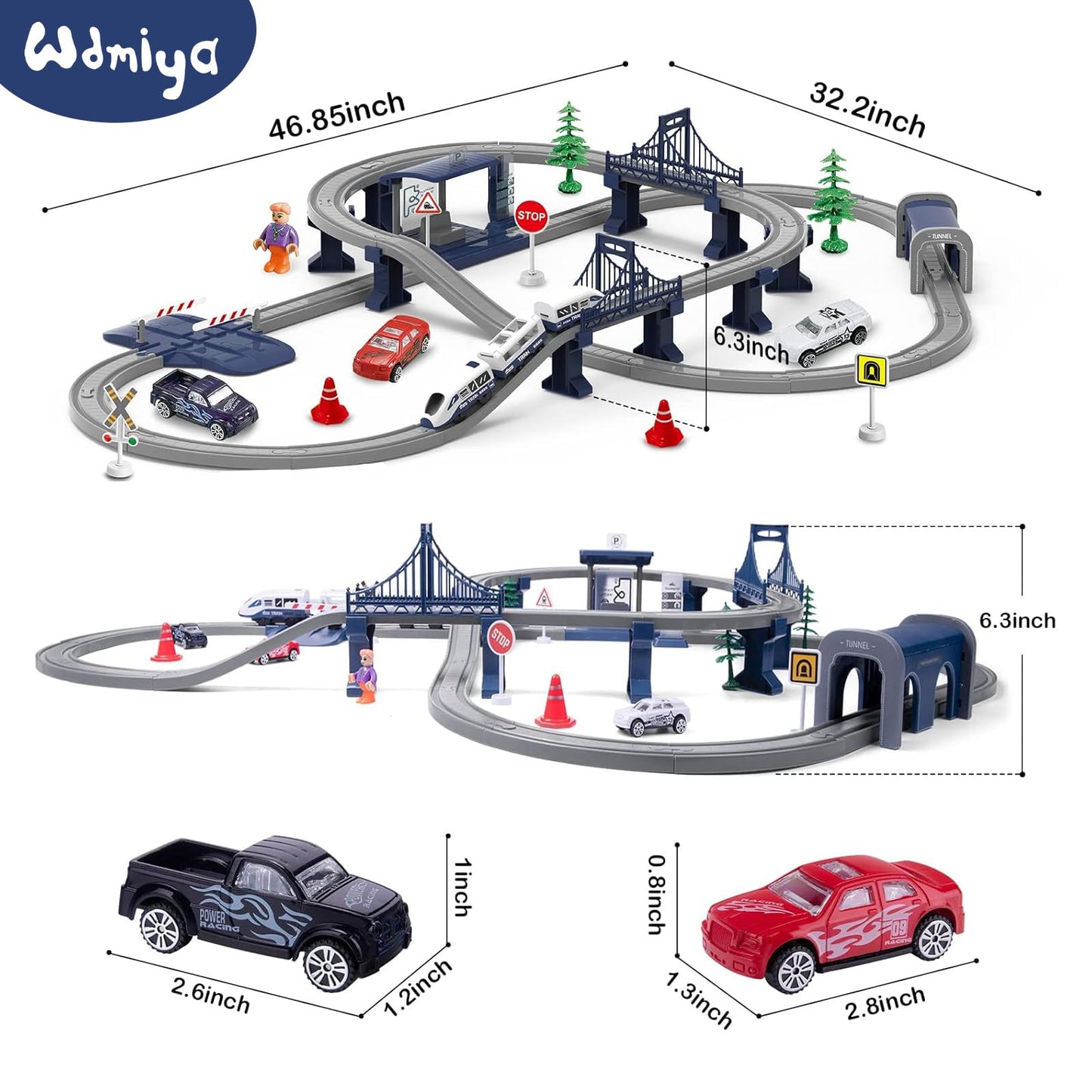 Wdmiya Deluxe Train Set — 104 Pcs, Magnetic Tracks, Compatible with Thomas, Brio & Chuggington